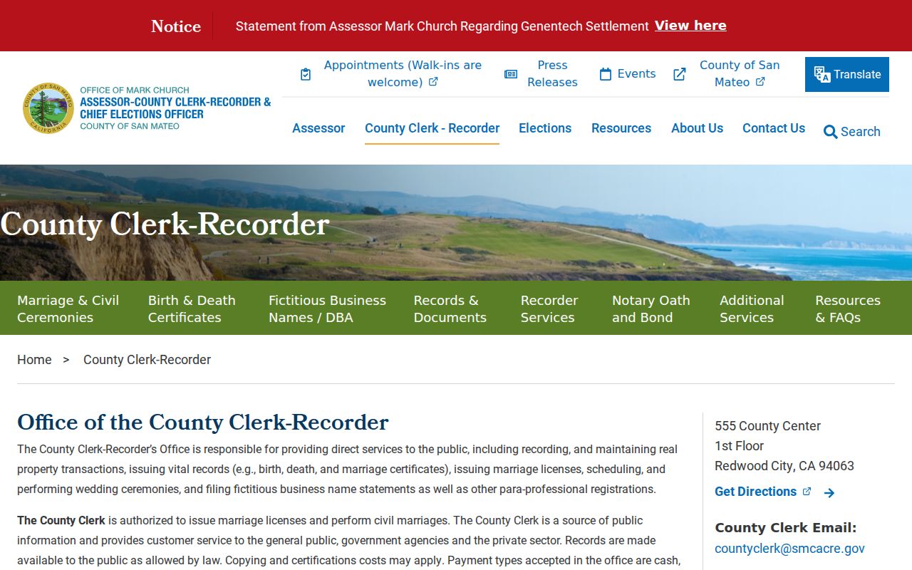 South San Francisco residents directory view of San Mateo County ACRE records