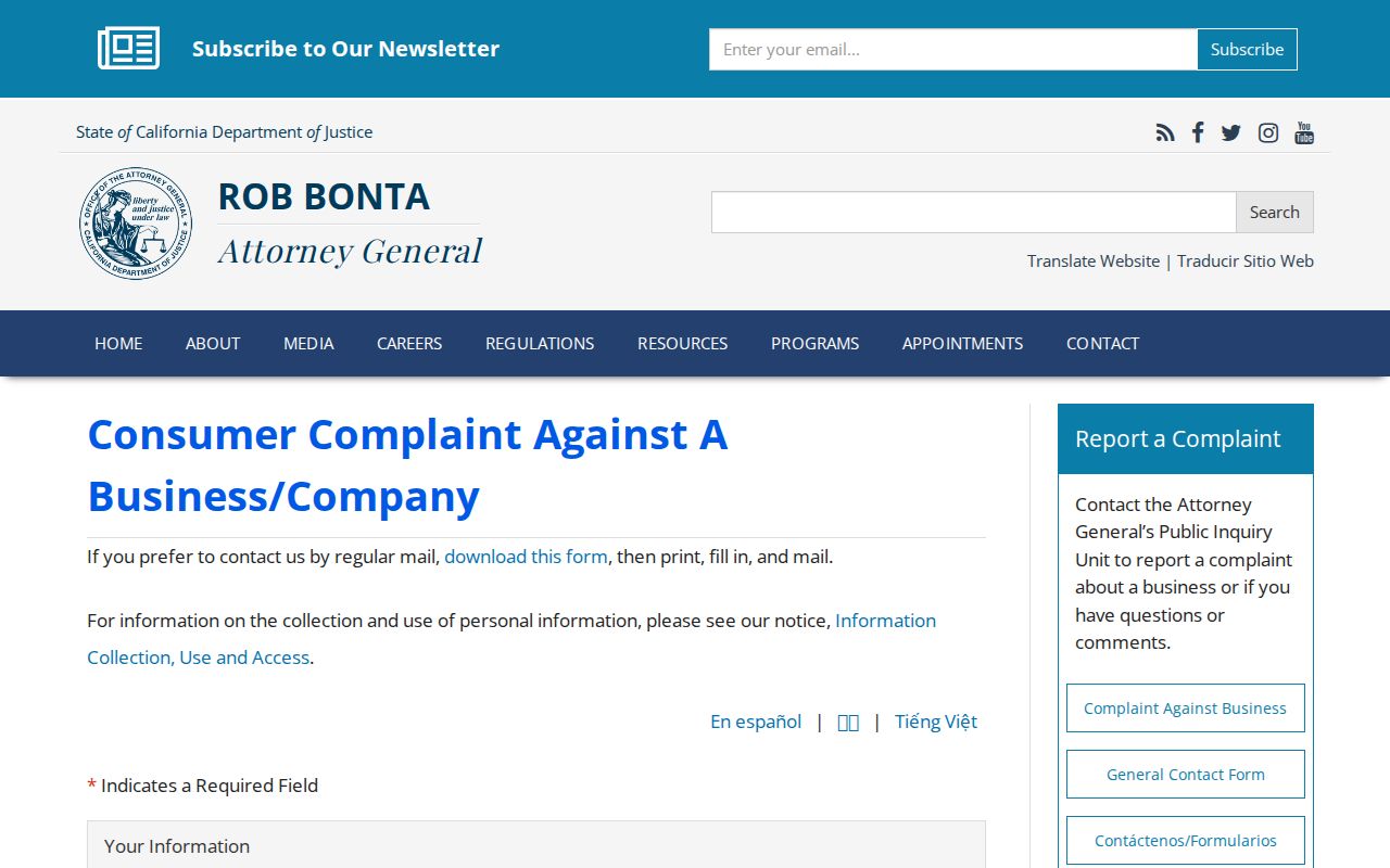 South San Francisco neighbors California Attorney General consumer complaint